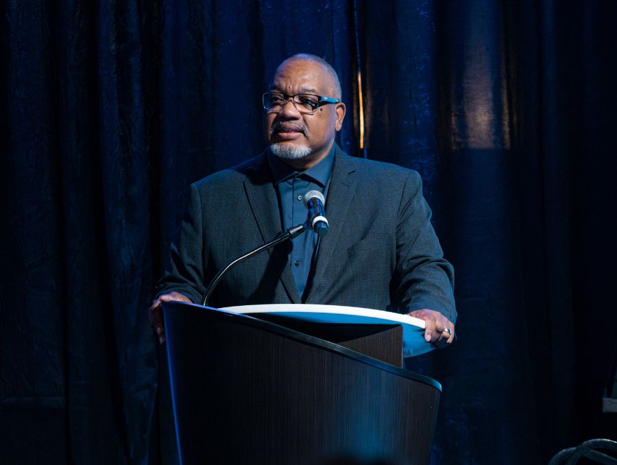 Dean Donald Easton-Brooks giving the welcome message.