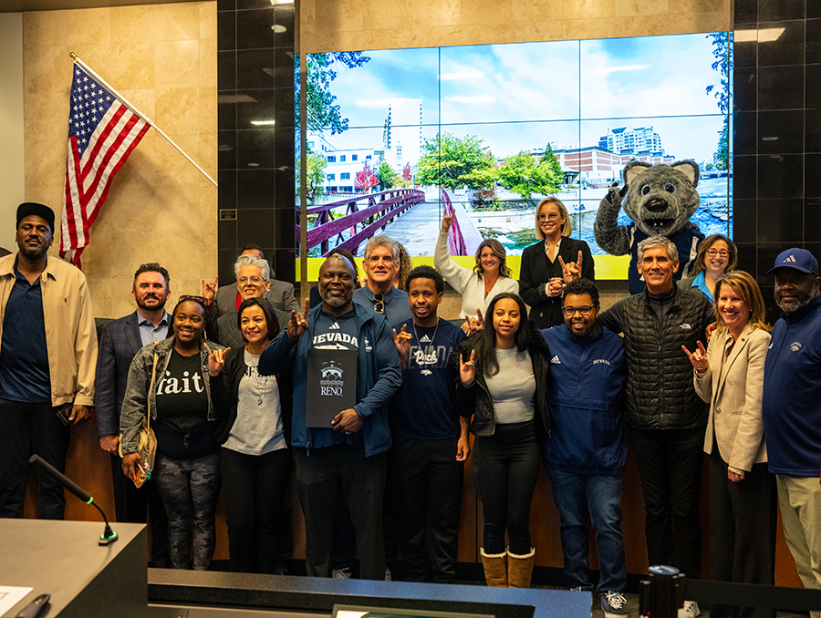 Eathan O'Bryant with Reno City Council members.