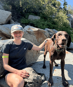 Lauren Williams with her dog and running partner Sucra.