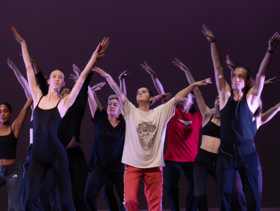 Students on stage dancing.