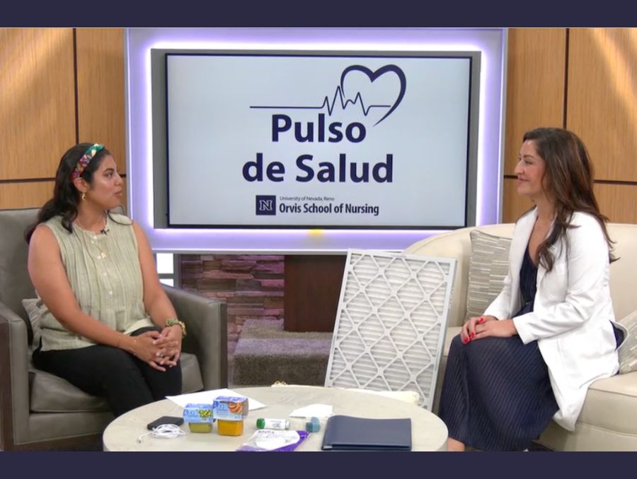 Vania Carter-Strauss in the studio with the host of the Telemundo segment, Pulso de Salud with the Orvis School of Nursing