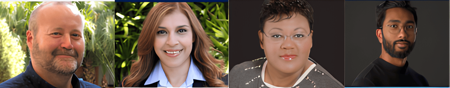 A panoramic frame of Mike Bindrup, Reyna Mendez, Brenda Bryant and Shiva Kittusamy.