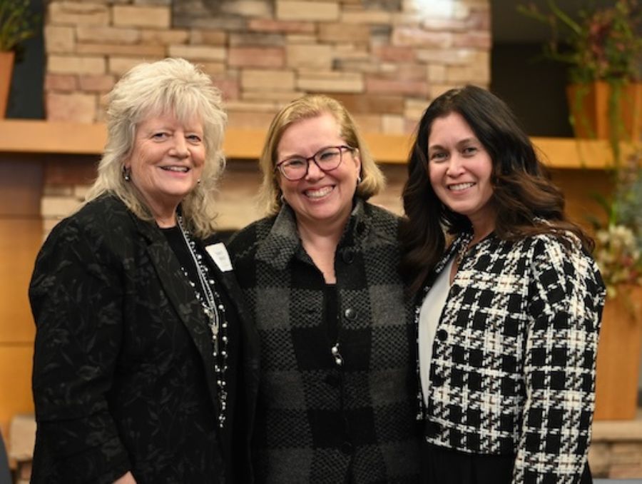 Nancy Roget, Dean Muge Akpinar-Elci and Michelle Berry celebrate Nancy's retirement.