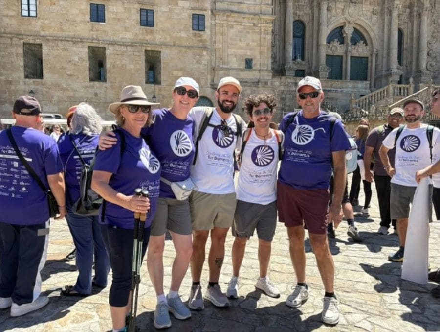 Jennifer Carson, Ph.D., finishes the Camino de Santiago with friends.
