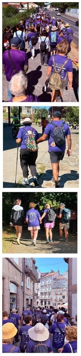Pilgrims walking the Camino de Santiago.
