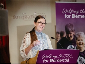 Jennifer Carson, Ph.D., presenting at the Walking the Talk for Dementia 2026 Global Symposium