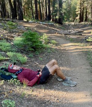 Nathan Hannemann taking a short nap break during the Tahoe 200 race