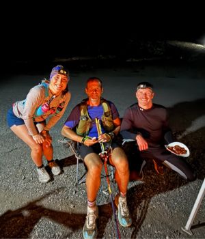 Nathan Hanneman and his pacer, Annika McBride at the Brockway Summit Aid Station