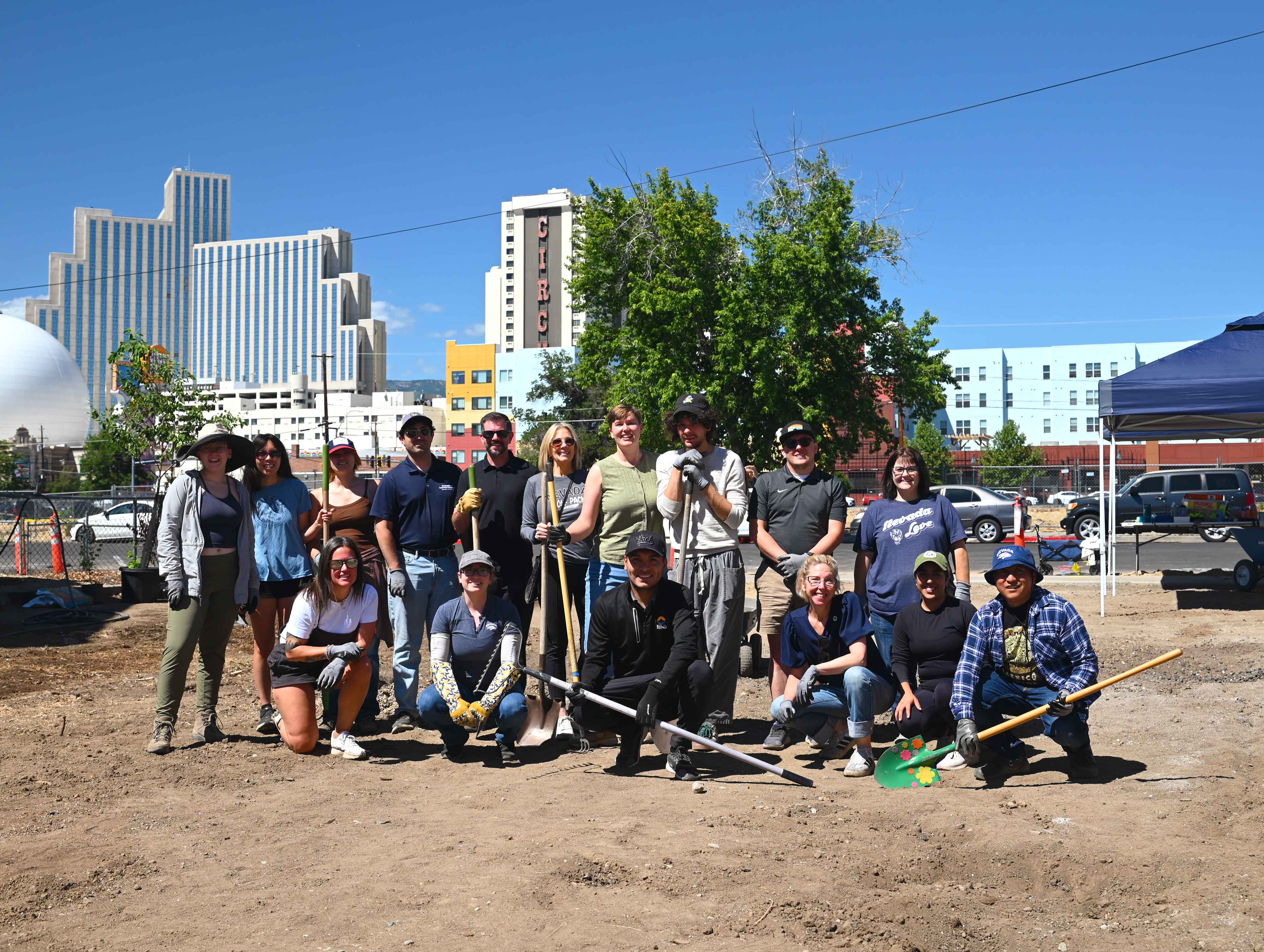 Volunteers pose at 644 Lake Street.