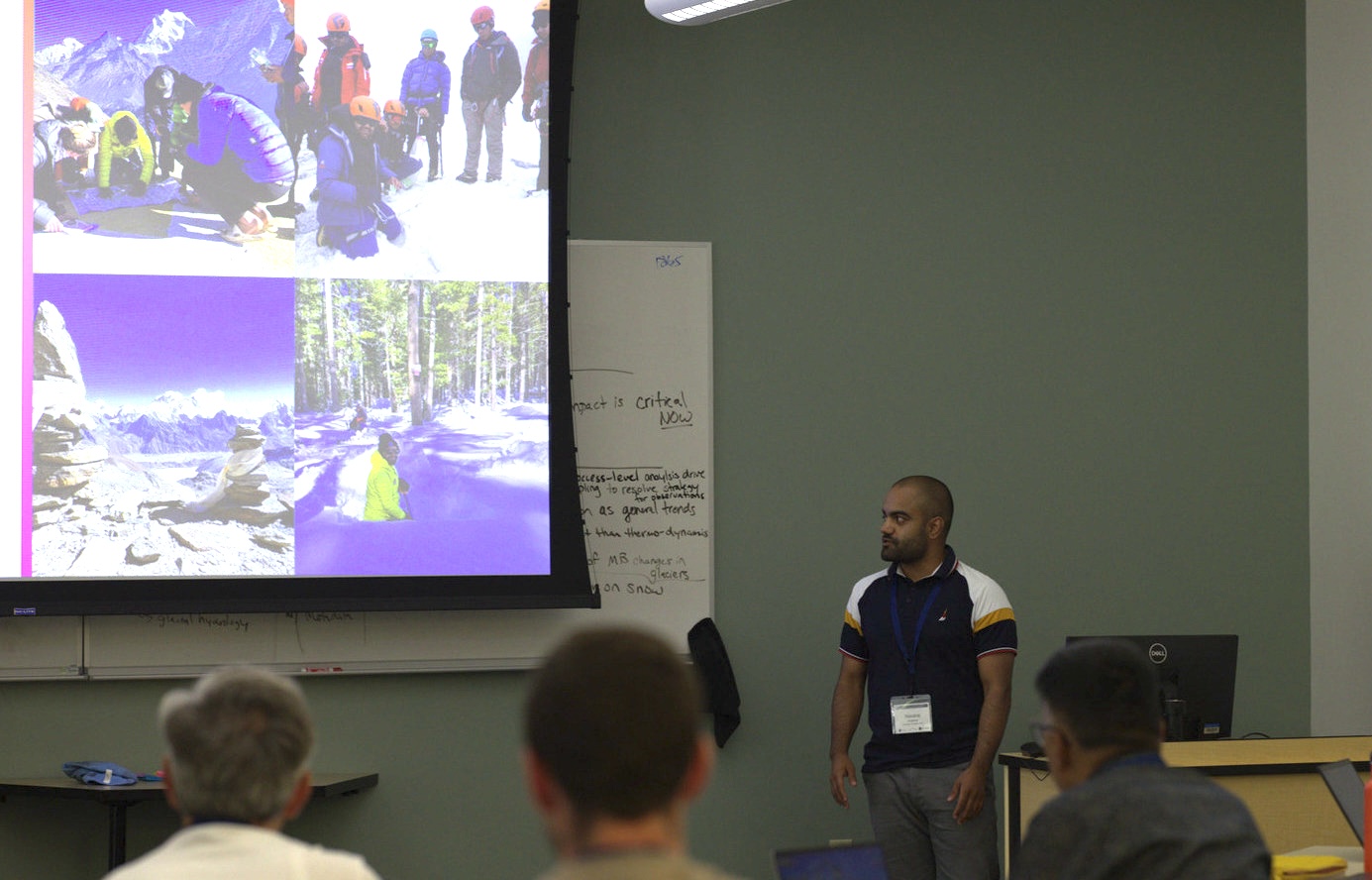 Graduate student presents research. 