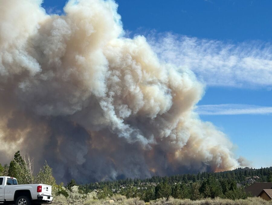 Thick smoke rises from the 2024 Davis Fire.