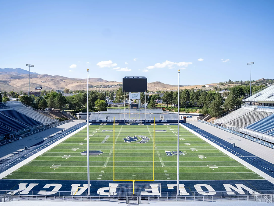 Aerial view of Mackay Stadium from the point of view of the south end zone.