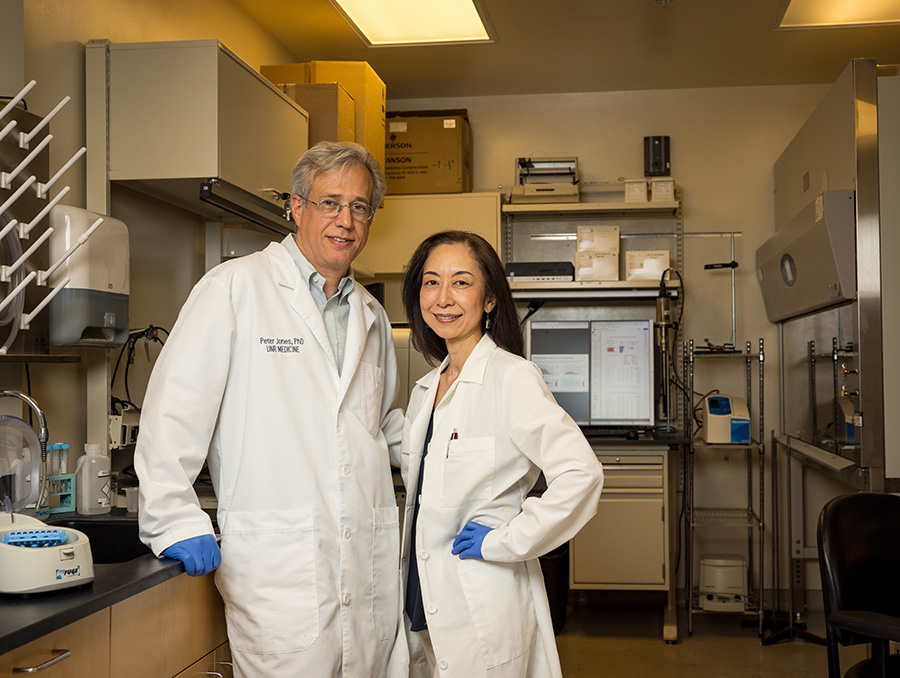 Peter and Takako Jones in the laboratory.