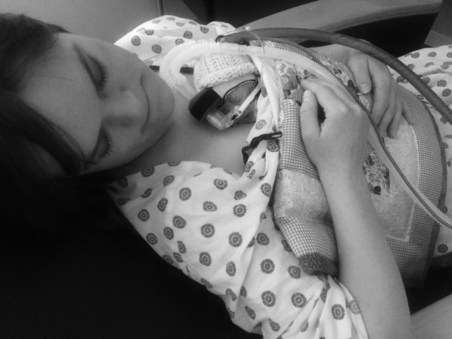 Liz Bechtle with her newborn daughter.
