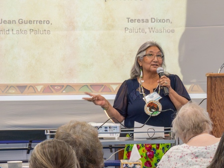A speaker at the Tribal Summit in 2025.