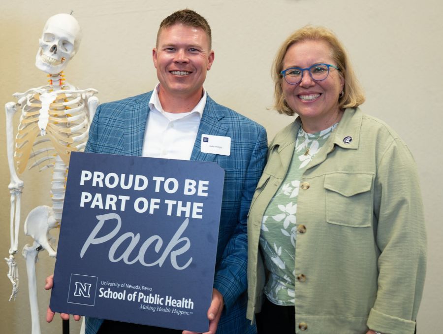 Jake Hargis with Dean Muge Akpinar-Elci at a School of Public Health event.