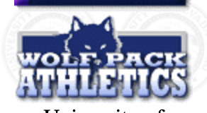 A portion of a webpage that features a stylized version of the words "Wolf Pack Athletics" with the top of a wolf head peeking out overtop.