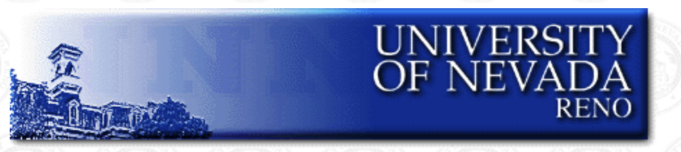 A portion of a webpage that features a smaller, rudimentary drawing of Morrill Hall on the lefthand side and a more stylized version of a wordmark reading "University of Nevada RENO" on the right.