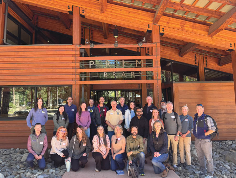 Workshop participants stading in fron of Prim Library at the University of Nevada, Reno at Lake Tahoe