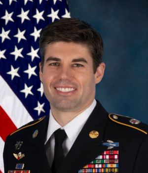Adam Crabtree wearing a military uniform