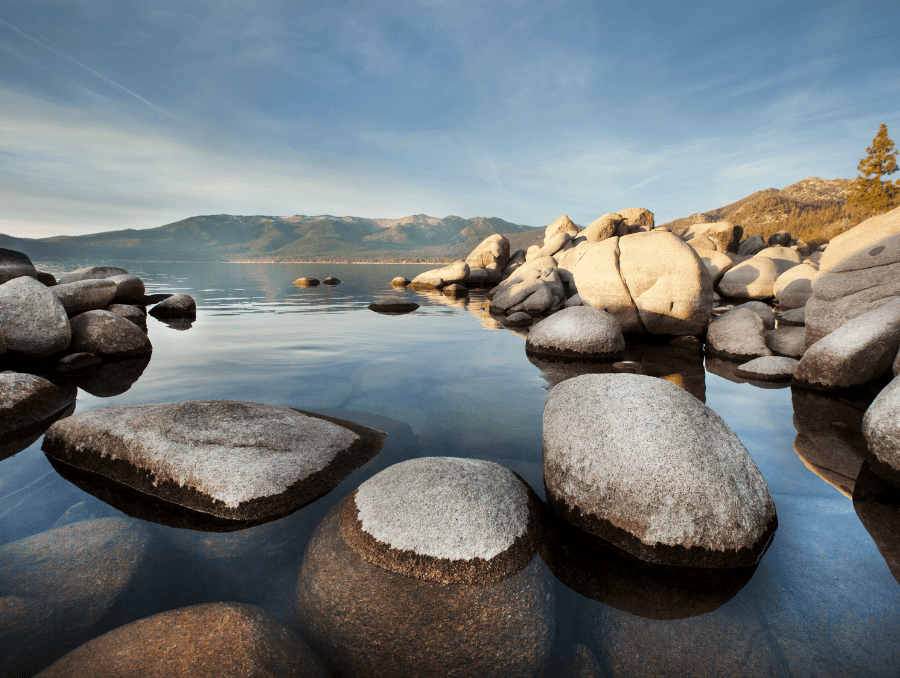 Large boulders in Lake Tahoe.