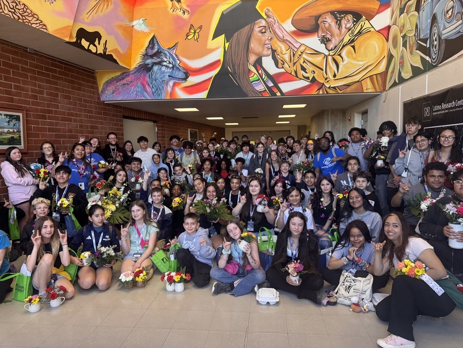 Students pose for a group photo after the conference.