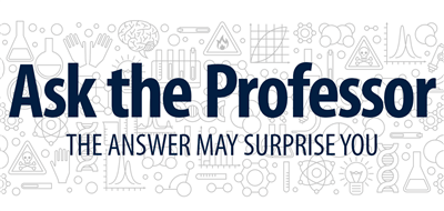  "Ask the Professor: The answer may surprise you!" with science-related doodles in background