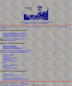 University of Nevada, Reno website homepage in 1996