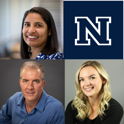 Four images in a collage, top left is the headshot of Sushma Alphonsa, top right is the Nevada block N logo, bottom left is Don Massie and bottom right is Angela Rudolph.