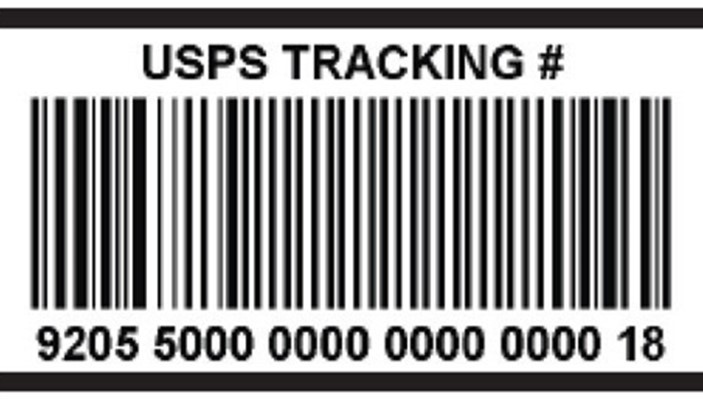 USPS tracking barcode with the numbers 9205 5000 0000 0000 0000 18 below it