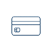 A blue icon of a credit card.
