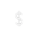 A white icon of a circle with a dollar sign in the middle.