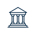 A blue icon of a white government building with pillars.