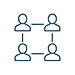 An icon of four blue avatars of non-descript people with lines connecting each one.