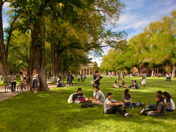 Students relaxing on the quad
