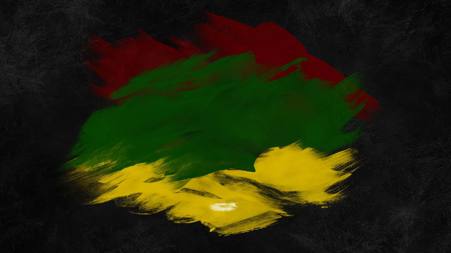 The words "Celebrate Black History Month" in white letters are transposed above a black background with wavy colors of red, green and yellow moving down the image behind the words.