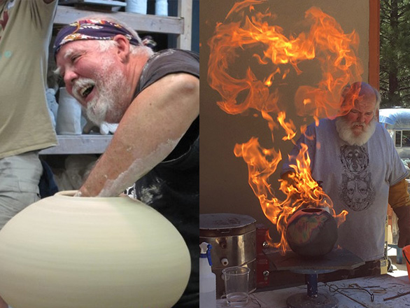 Randy and Don shaping and firing-glazing pots