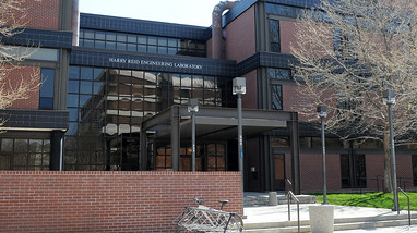 Exterior of the Harry Reid Earthquake Engineering Laboratory on the campus of the University of Nevada, Reno.