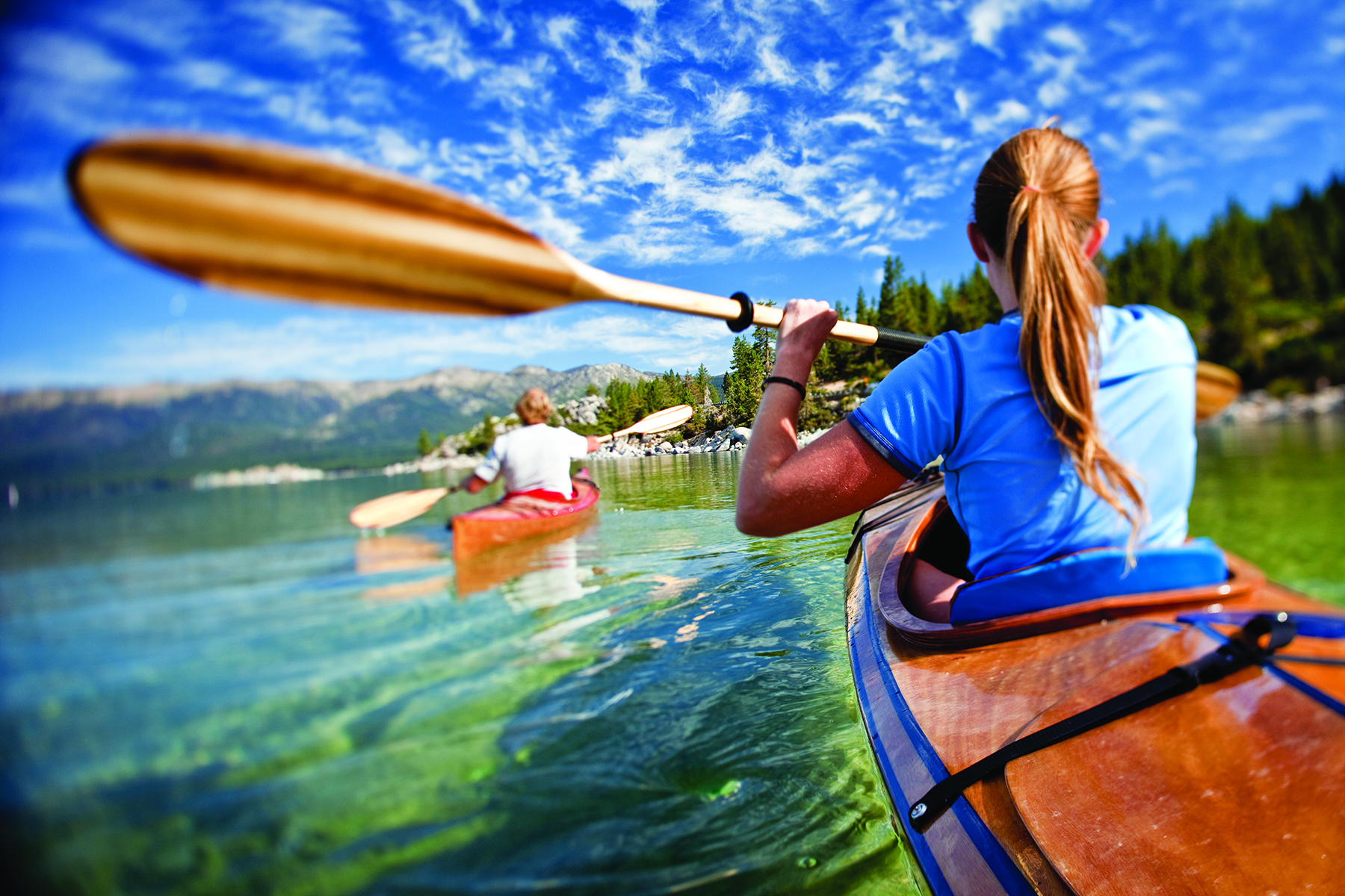 Woman kayaking on Lake Tahoe
